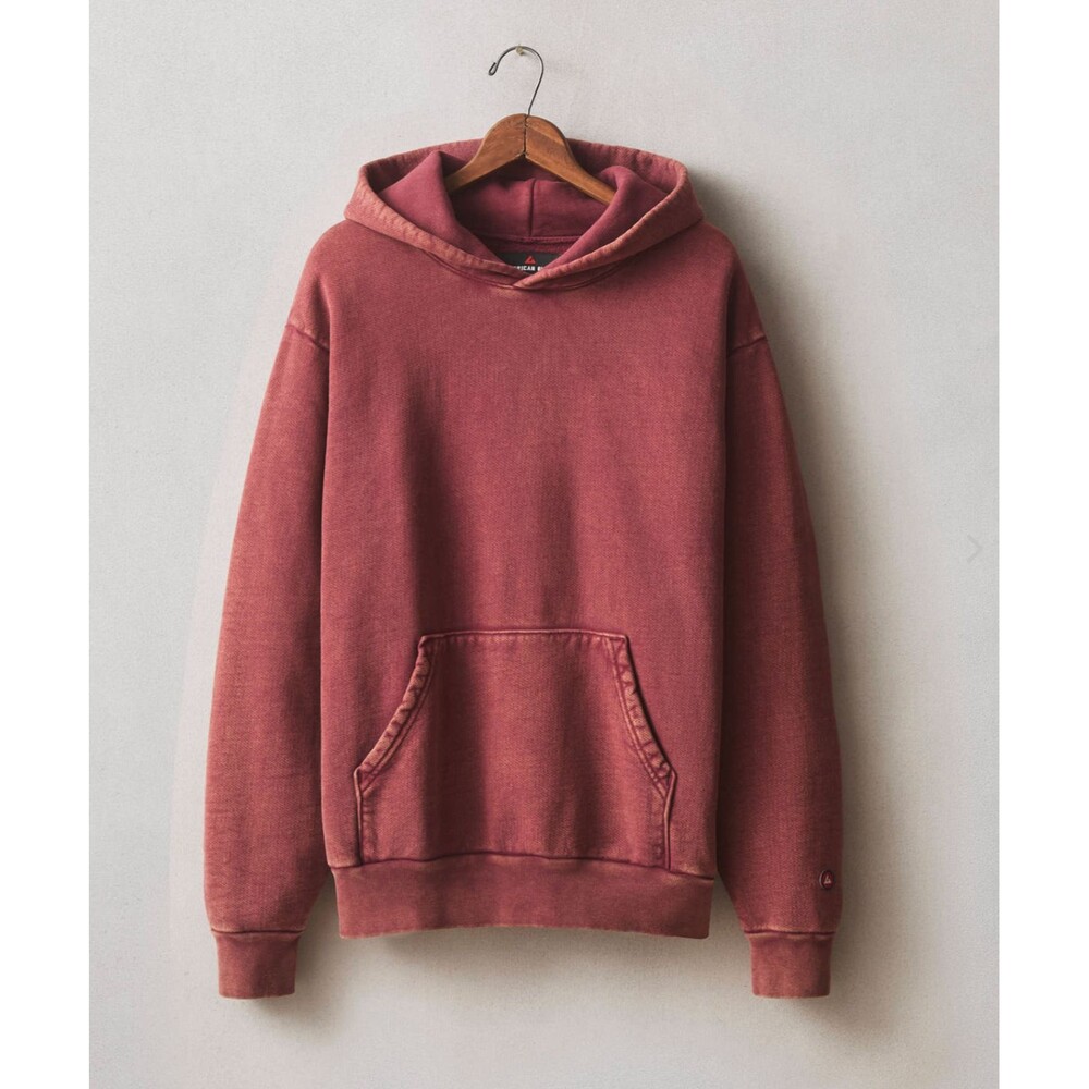 American Giant Vintage Pullover Unisex Large Pomegranate Mineral Wash Hoodie NEW